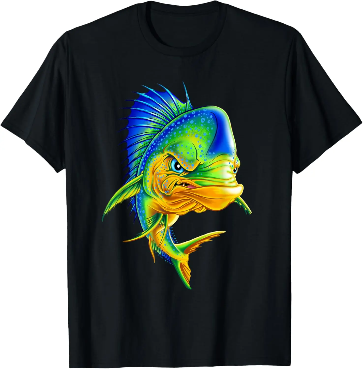 

Angry Mahi Mahi Fish Sport Fishing Fisherman Sea Crew T-Shirt