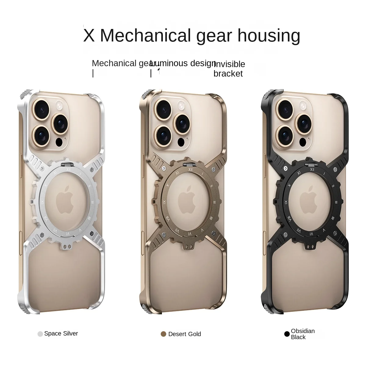 Luxury Aluminum Alloy X-Shaped 360 ° Rotating Bracket Back Cover for iPhone, Shockproof Case, iPhone 16, 15, 14, 13 Pro Max, 16