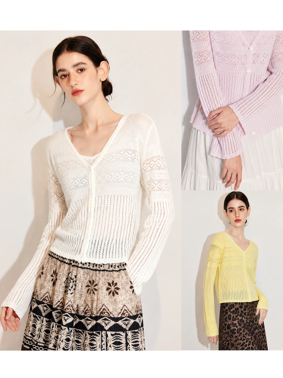 Linen Blend Knitted Hollow out Cardigan Vest Women's Casual Style Soft Fabric Breathable Comfortable Spring Summer Top