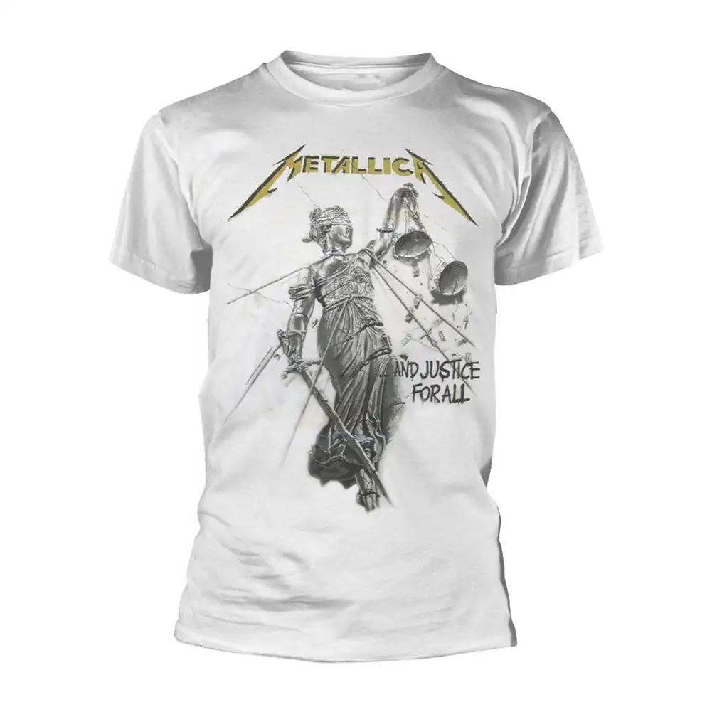 

Metallica and Justice for All Band Graphic Print Summer, Autumn, Winter Men's and Women's Short Sleeved T-shirt Casual Loose