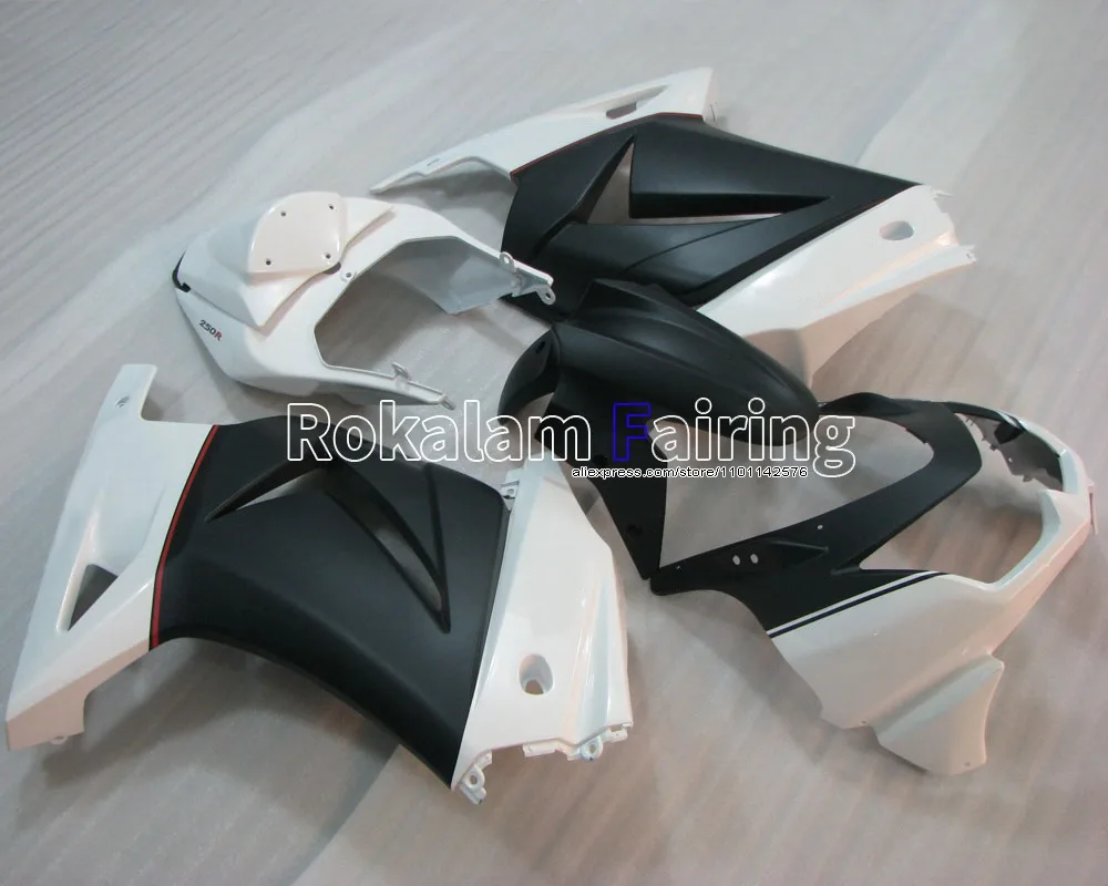 For Kawasaki  EX250 White Black Fairings ZX-250 08 09 10 11 12 ZX 250R Ninja ABS Cowling 2008-2012 (Injection molding)