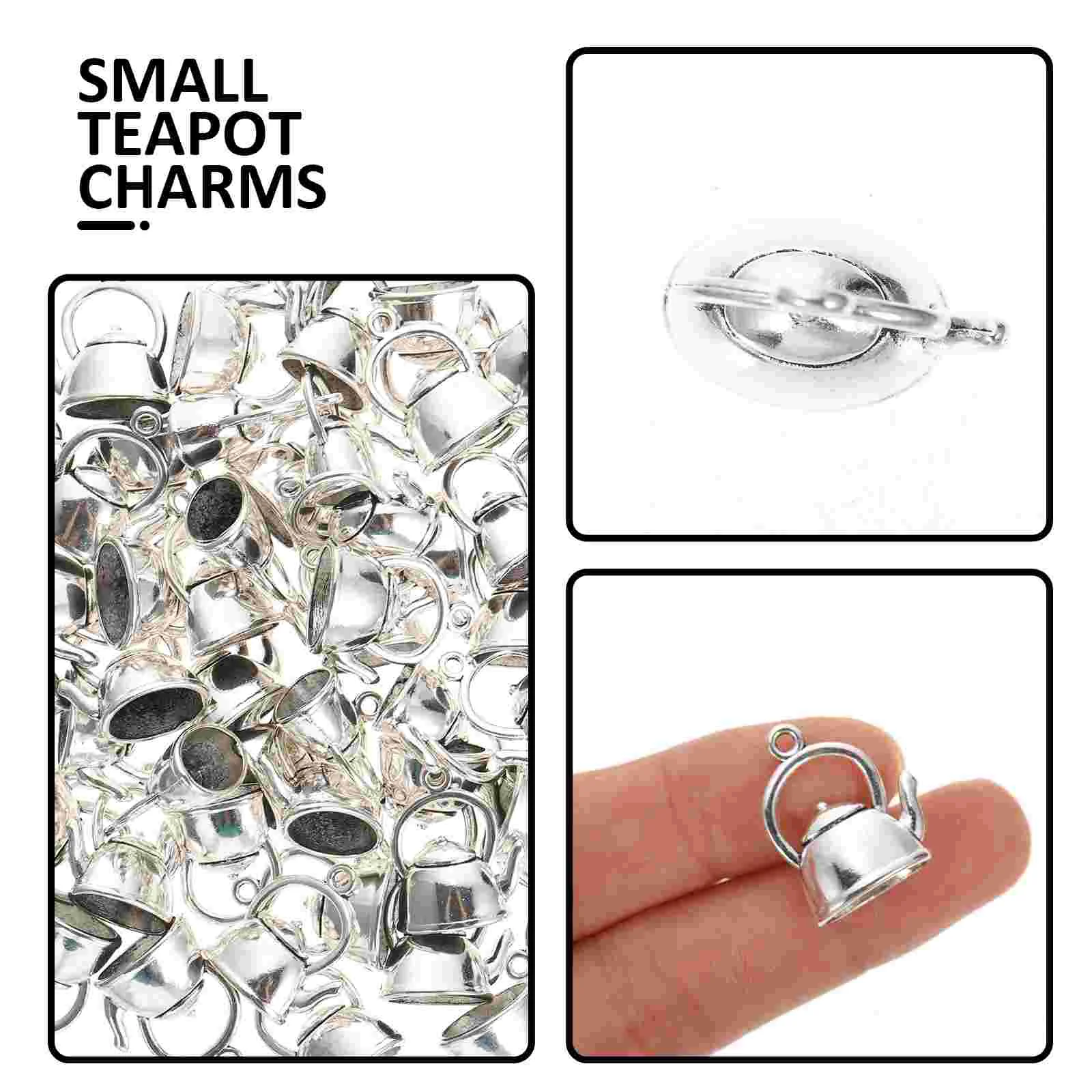 50 Pcs Pendant Unique Charm Kettle Necklace DIY Jewelry Pendants Key Ring Hanging Alloy Dangle Drop Charms Decor