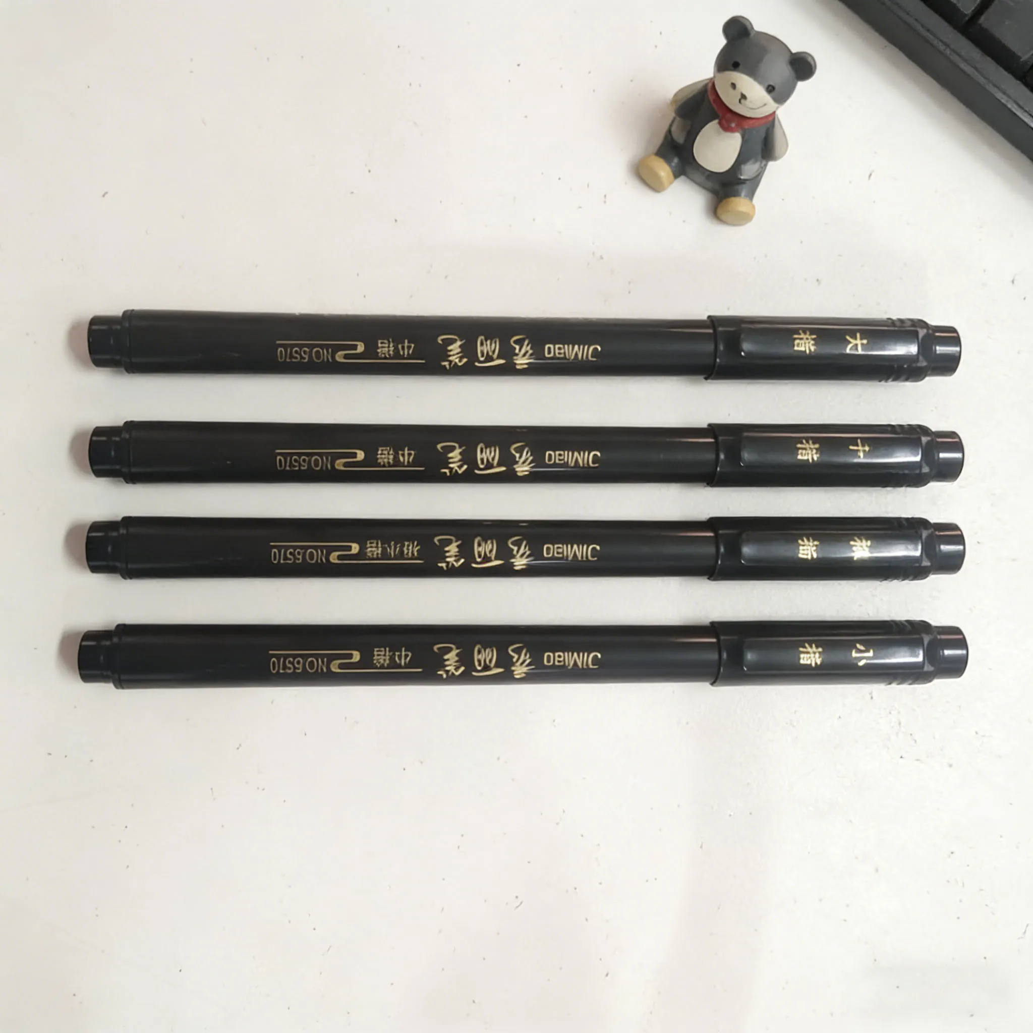 Retro Chinese Style Brush Pen Set, Black Barrel, Multiple Nibs for Calligraphy, Handlettering, Journaling, School