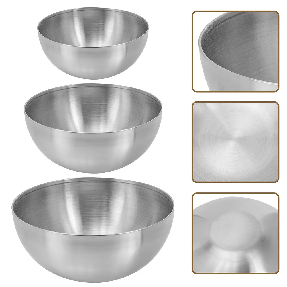 

3Pcs Stainless Steel Mixing Bowls Set Multi-Functional Salad Fruit Noodles Soup Storage Bowls Kitchen Prep Cooking Essential