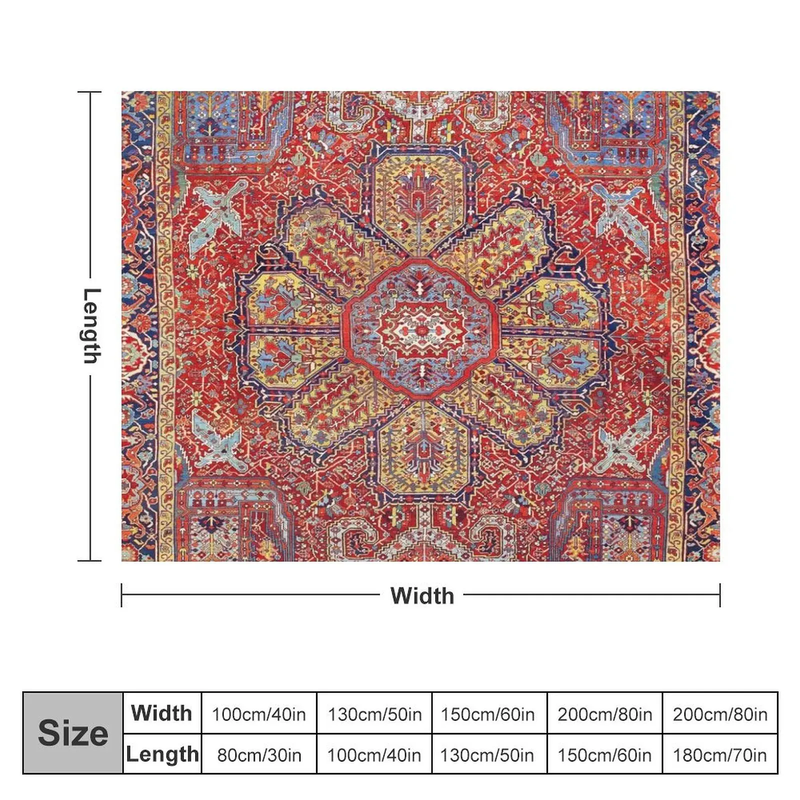 Heriz Azerbaijan Northwest Persian Carpet Print Throw Blanket Bed linens Polar Blankets