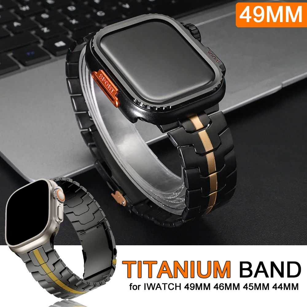 

Титановый ремешок для Apple Watch Band 49 мм Ultra 3 2 Роскошный металлический браслет для Iwatch Series 10 11 46 мм 9 8 7 6 5 SE3 44 мм 45 мм