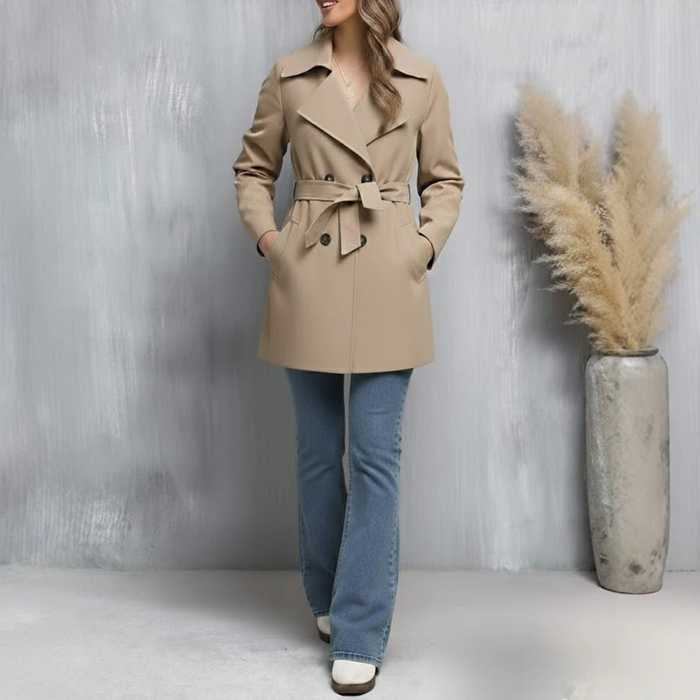 

Ветровка в повседневном стиле, осеннее женское пальто с пуговицами, удобная верхняя одежда для повседневных мероприятий