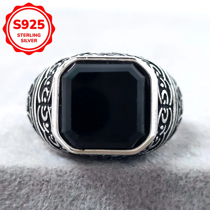 1Pc 11 * 11mm 925 Sterling Silver Glass Ring,Classic Elegance Perfect As A Birthday or Any Special Occasion Gift.