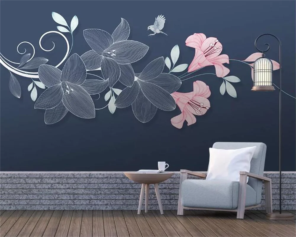 

Custom photo wallpaper flowers birds plants living room bedroom background wall decorative painting home decor mural behang