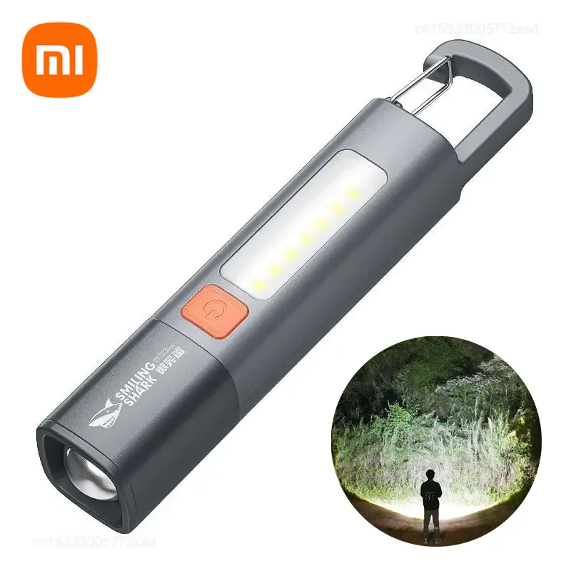 Xiaomi Outdoor Flashlight Portable Strong Light Variable Focus with Floodlight Side Lights Mini Flashlight Lamp High Brightness