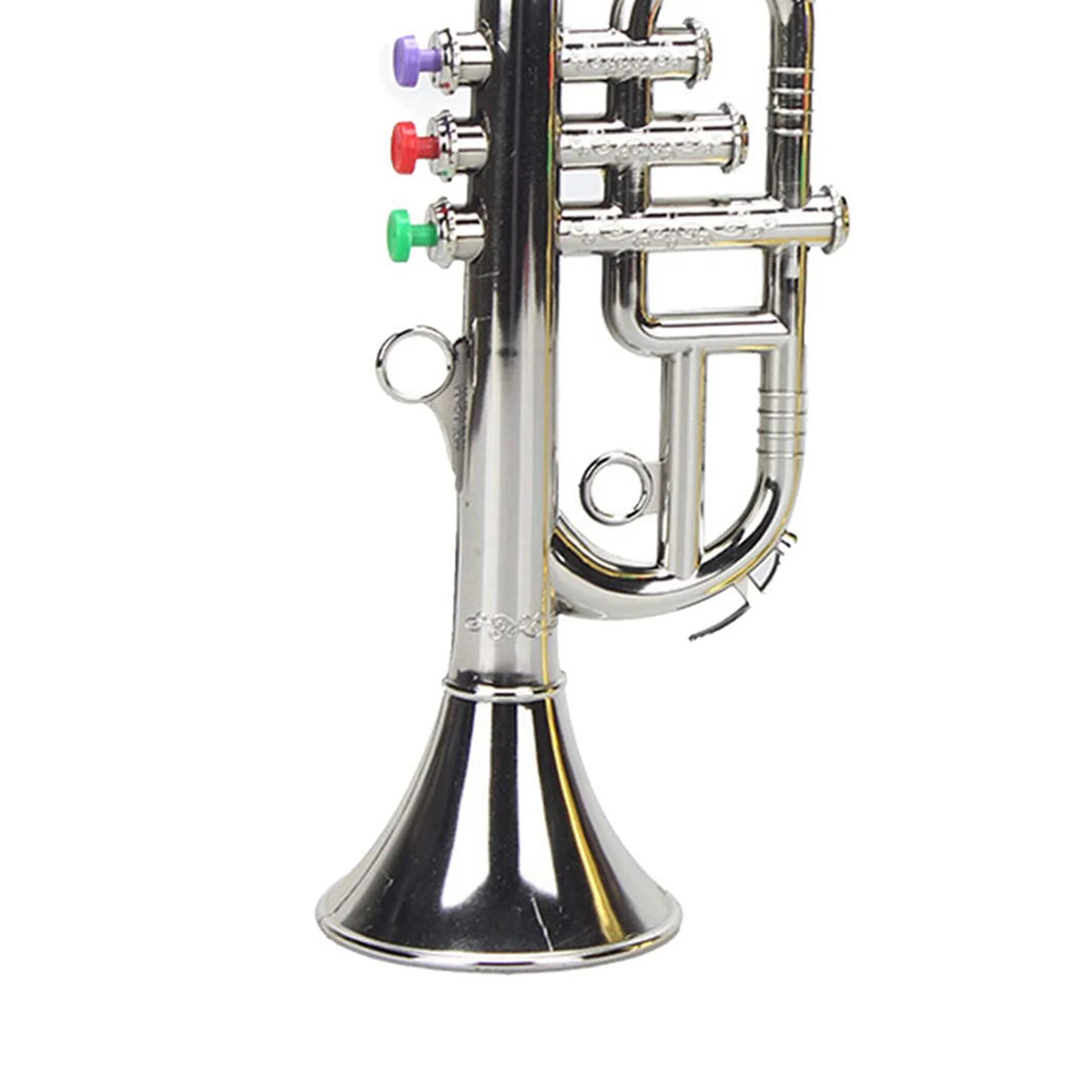 Trumpet 3 Tones 3 Colored Keys Simulation Play Mini Musical Wind Instruments for Children Birthday Party Toy Silver