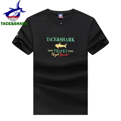 TACE&SHARK High Quality Shark Embroidery T Shirt 2023 Summer Fashion T-shirts Clothing Mens Casual Cotton Tshirts Tops 3XL