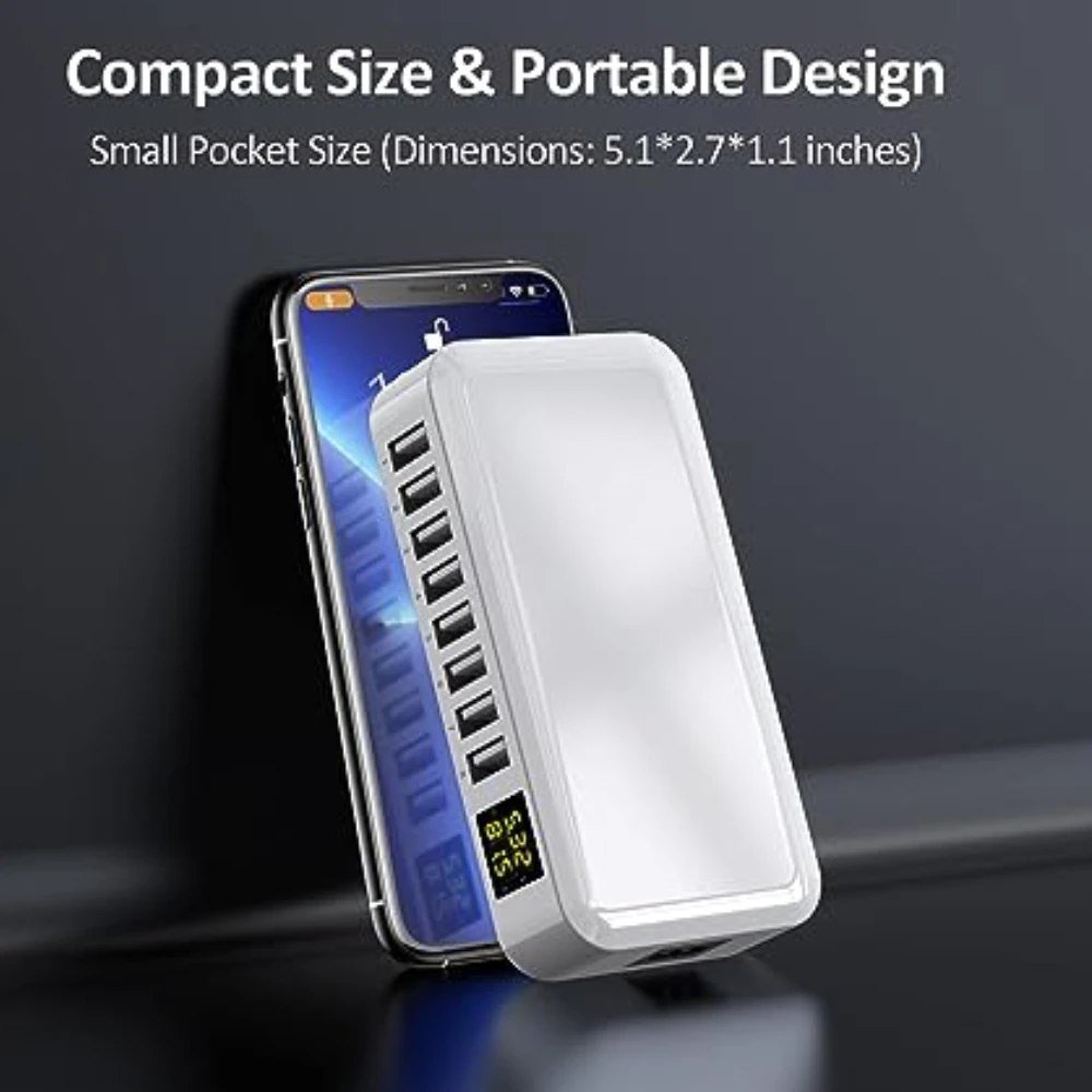 ILEPO-محطة شحن USB متعددة ، شاحن ذكي ، شاشة ليد ، محور ، 40 واط ، 8 منافذ ، هاتف محمول ، سطح مكتب ، أجهزة متعددة