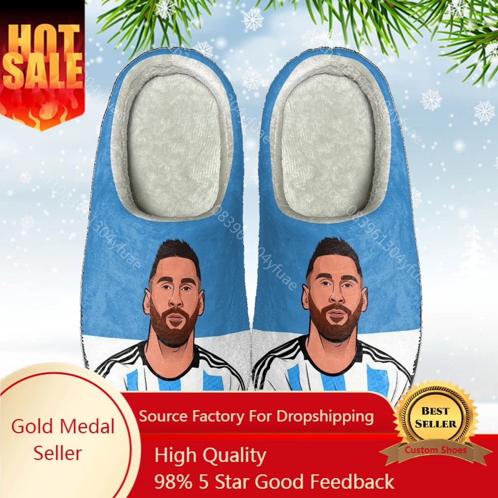 Comfort Floor Shoes Men Slides Bedroom Messi Pattern Thick Soft Sole Slippers Men Women Indoor Floor Flat Sandalias