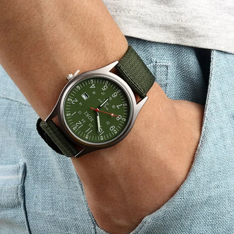 Top Quality Luxury Quartz Wrist Watch For Men Luminous Canvas Band Fashion Casual Male Wristwatch Calendar Business Gift Daily