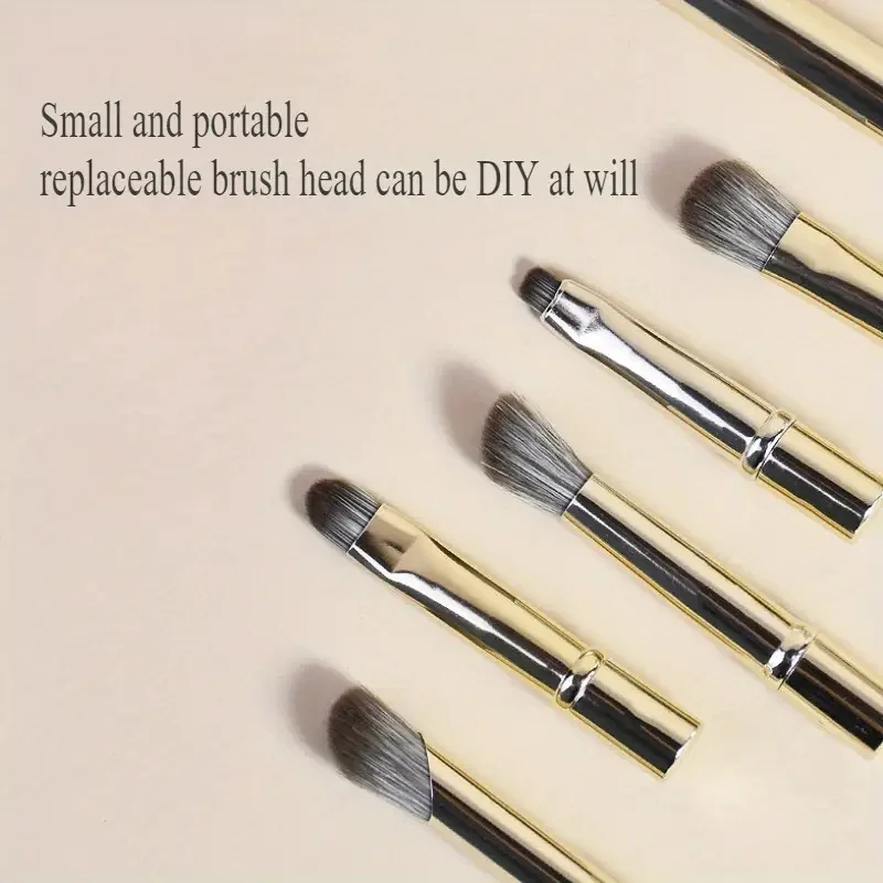 6 pezzi Set di pennelli per trucco a doppia estremità staccabile da viaggio Mini pennello per correttore contorno Pennello per ombretto Strumenti cosmetici per il viso con scatola
