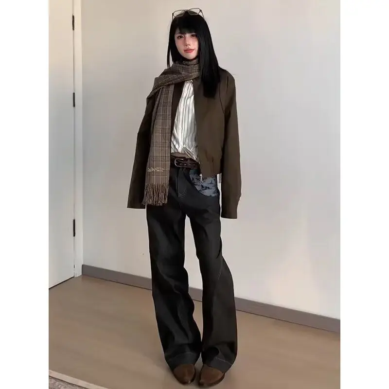 

Spring Autumn Loose Men's Jaet Hip Hop Street Sle Harajuku Korean Version Faionable Outerwear Stand Fit Long Sve