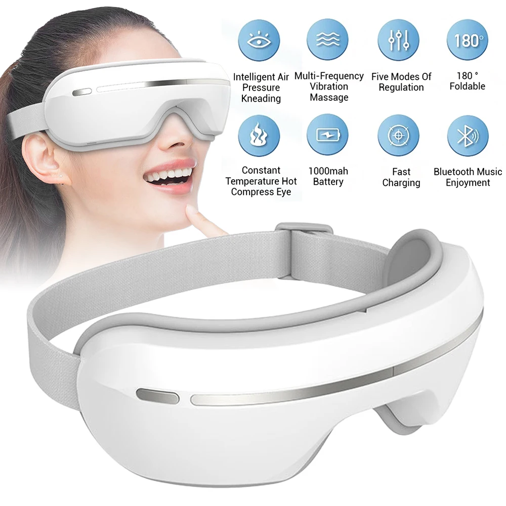 Smart Eye Massager Airbag Hot Compress Bluetooth Music Eye Care Mask Relax Fatigue Travel Rest Vibration Heating Eye Massage