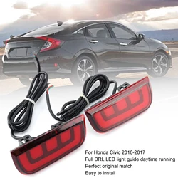 For Honda Civic 2016‑2017 2pcs Car Rear Bumper Tail Light  Brake Reflector Fog Lamp With DRL LED Bulbs