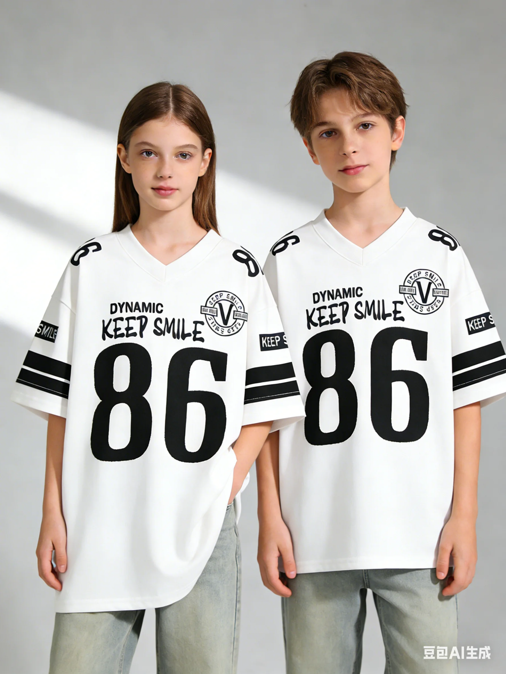 Kinderkleidung Los Angeles Buchstaben-Print V-Ausschnitt Kurzarm T-Shirt Sommer Grafik Baseball Trikots Übergröße Sport T-Shirt