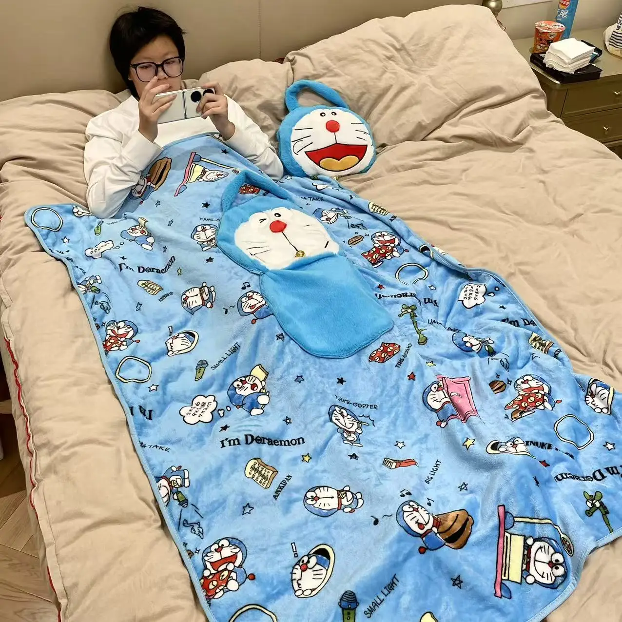 

Cartoon Doraemon Coral Fleece Plush Throw Blankets Comfortable Cute Portable Blanket Bedding Outdoor Car Bedroom Office Gifts