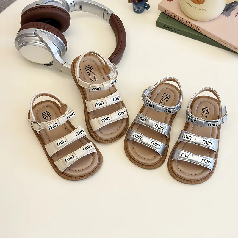 

Girls Sandals New 2026 Summer Kids Fashion Bowknot Heart Princess Sandals Party Dress Shoes Children Soft Sole Beach Flats Shoe