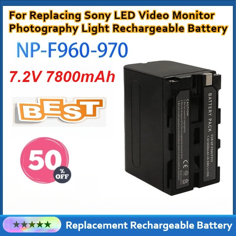 

7.2V 7800mAh NP-F970 NPF-960 Replacement Battery for Replacing Sony LED Video Monitor Photography Light Rechargeable Battery