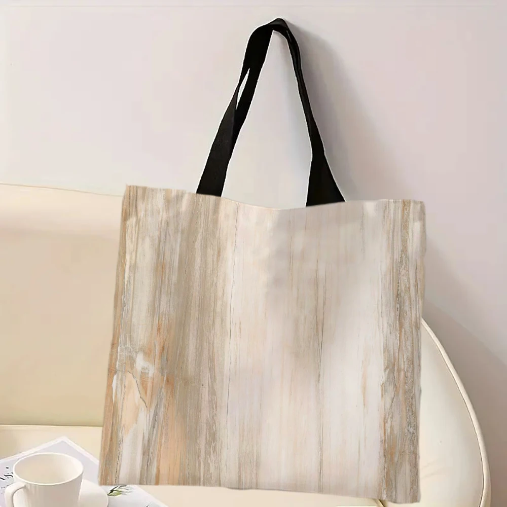

Льняная сумка с текстурой дерева, легкая сумка через плечо с принтом, универсальная сумка-шоппер, сумка-держатель