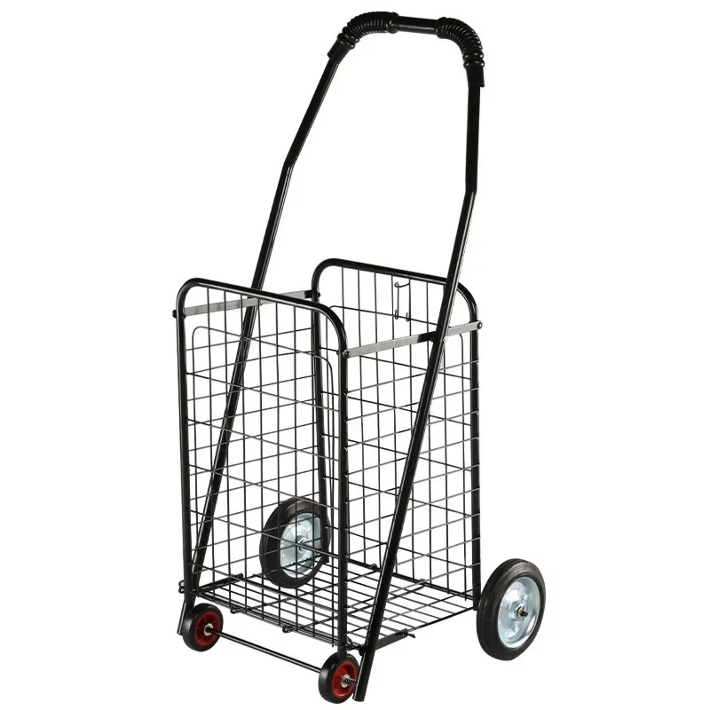 Shopping Cart Trolley Can Be Folded Household Four-wheel Supermarket Painted Iron Basket Old Man Portable Hand