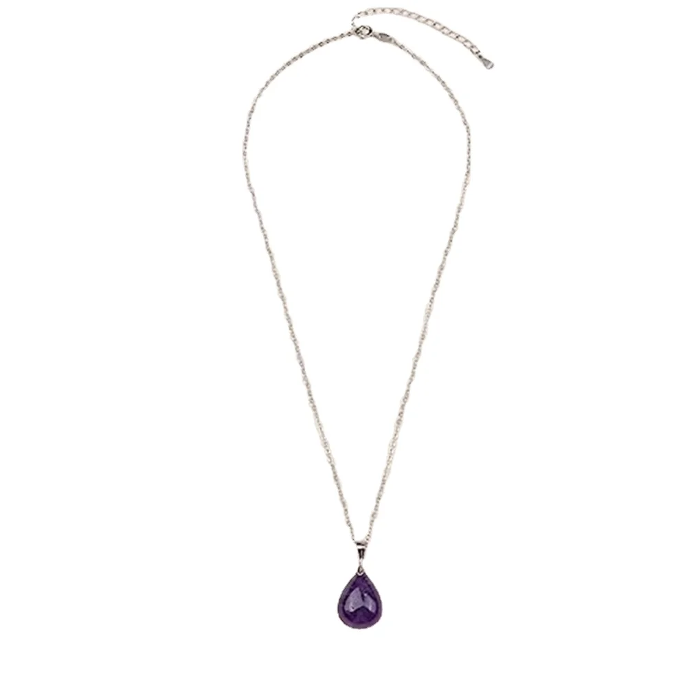 Natural Amethyst Teardrop Pendants Water Drop Shape Chakra Gemstone  Healing Crystal Necklace Jewelry Making for Women Girls