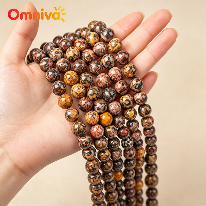 Red Leopard Skin Jasper Round Beads Natural Gemstone Loose Beads for Jewelry Making DIY Bracelet Necklace 8mm 10mm 15inch Strand