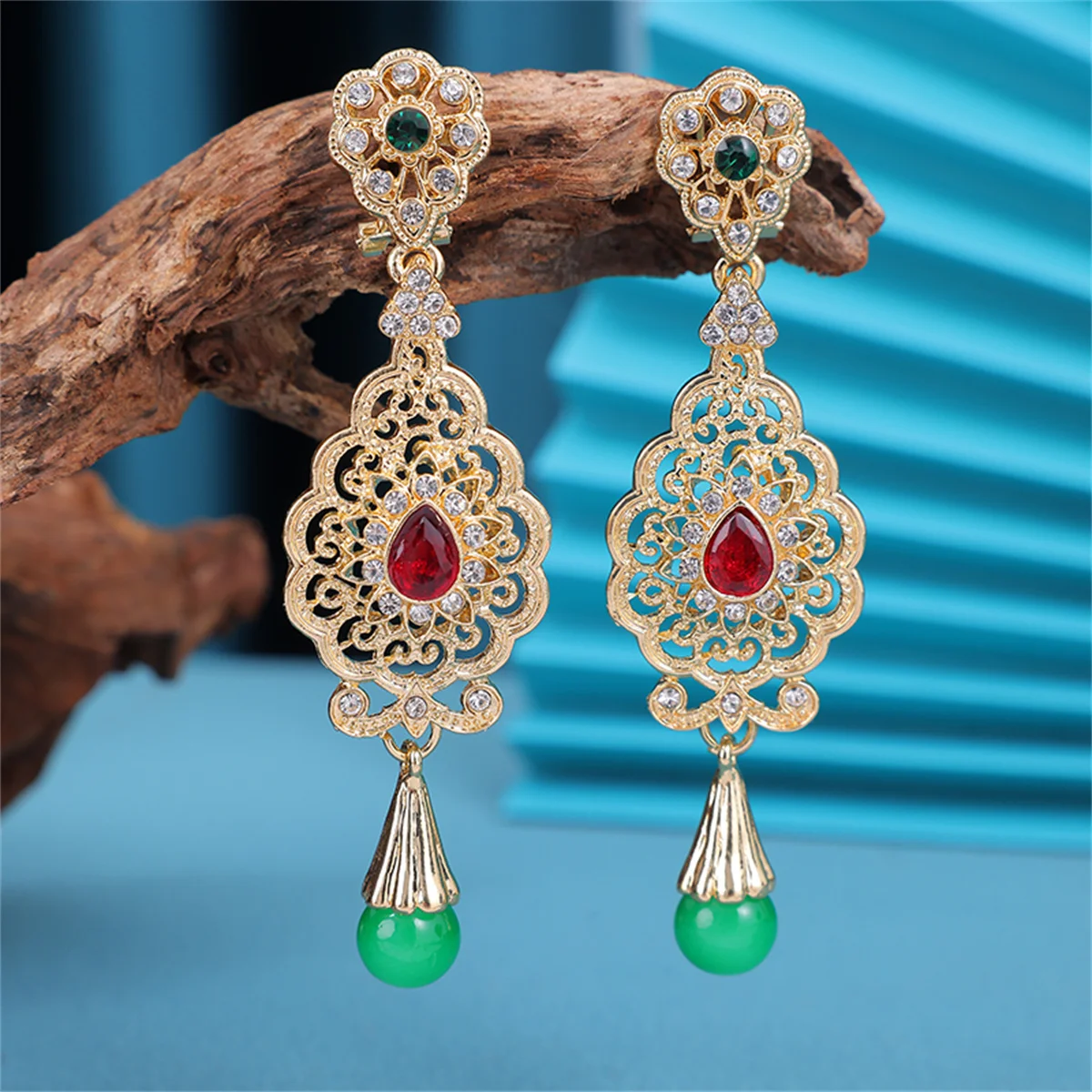 Wedding jewelry Moroccan style Rhinestone Hook Earrings for women