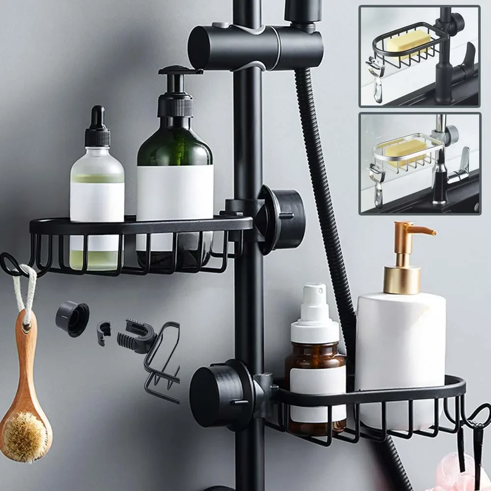 

Bathroom Faucet Storage Rack Shower Soap Holder Bathroom Accessories Adjustable Kitchen Sink Rag Sponge Drain household items