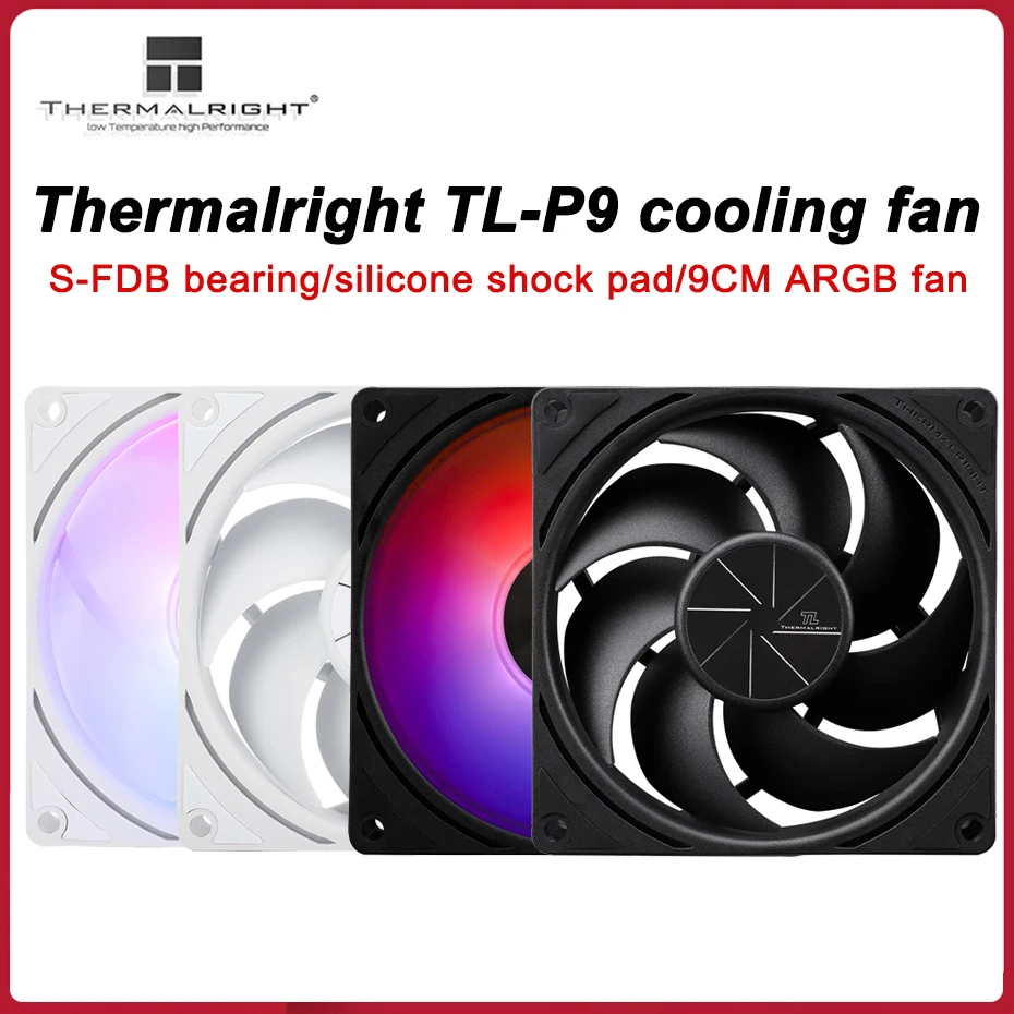 Thermalright TL-P9 92mm ARGB Case Fan S-FDB Bearing Low Noise Low Vibration 2200RPM PWM CPU Cooler Fan