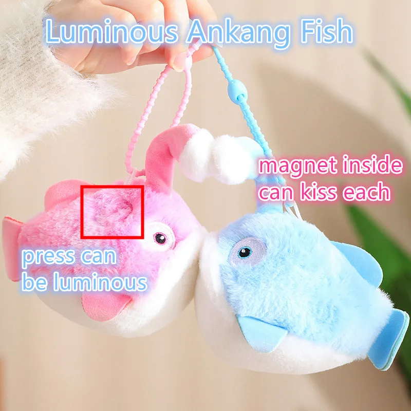 

2pcs Simulation Anglerfish Plush Toy Light Up Boo Boo Ankang Fish Dolls Keychains Bag Charms Pendant Birthday xmas gift
