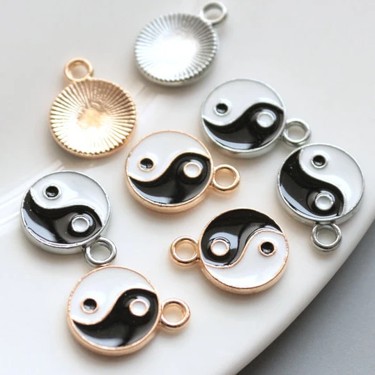 20pcs 2in1 Alloy Enamel Charms Taichi Yin Yang Pendant Charms Necklace bracelet Diy Accessories Jewelry Finding Spacer Beads