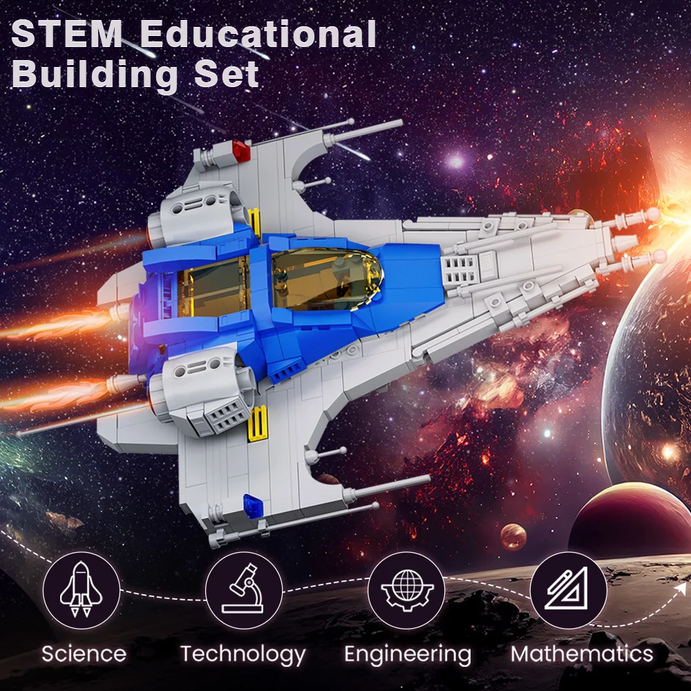 Gobricks moc explorações nave espacial blocos de construção modelo espaço série tijolos diy brinquedo montado para crianças presente