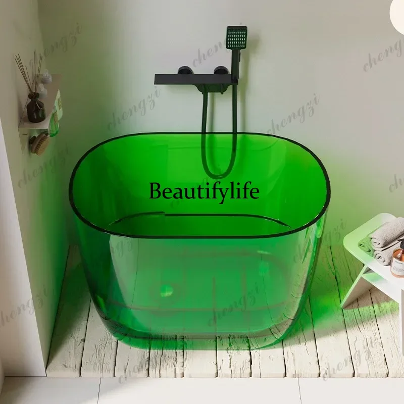 45 Transparent resin artificial stone bathtub household Japanese adult deep foam acrylic bathtub