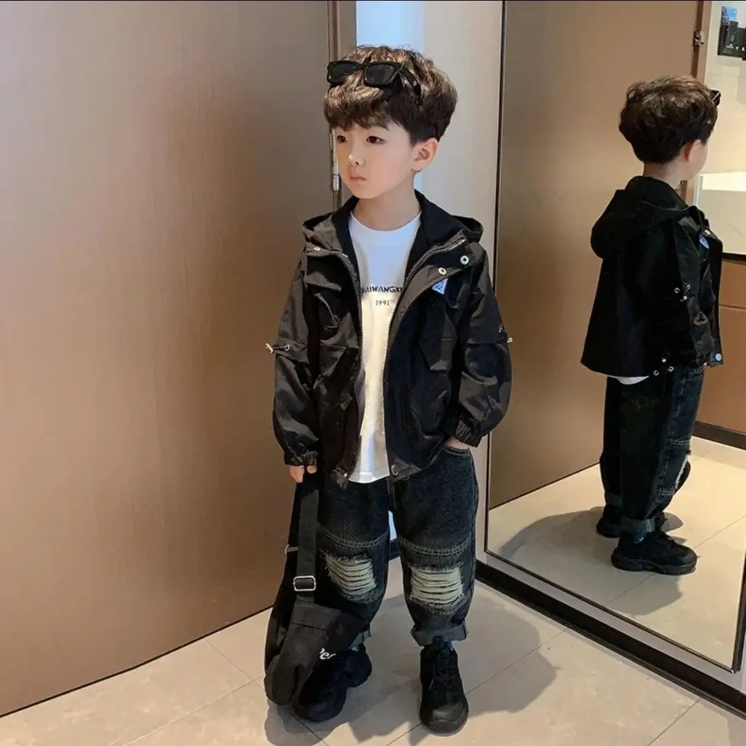 

New Spring Boys Girls Hooded Jacket Children Toddler Autumn Cartoon Zipper Shirt Fall Baby Boy Fashion Coat Clothing 90-140cm