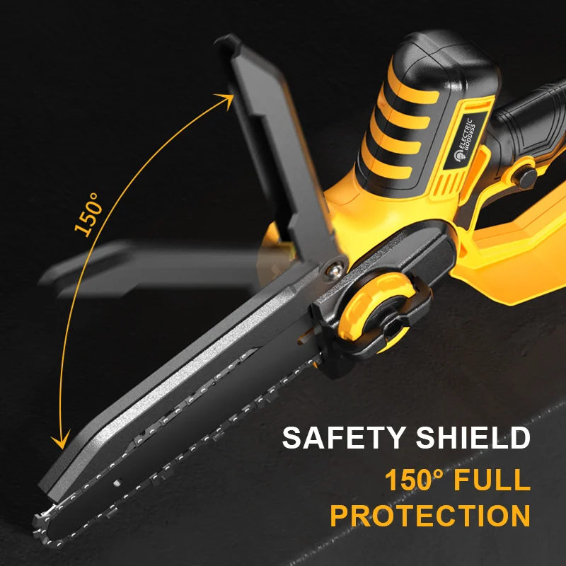 5000RPM 8 Zoll Bürstenlose Gelbe Elektrische Kettensäge Tragbare Einhand Garten Kettensäge Garten Beschneiden Werkzeug Für Makita 21V Batterie