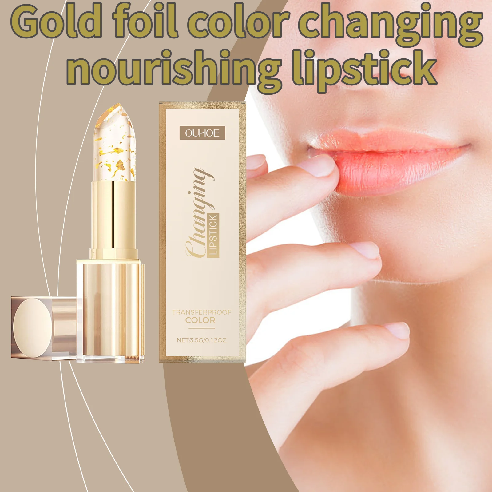 

Золотая фольга, меняющая цвет и питательная помада, увлажняющая и увлажняющая, смягчающая кожу губ, нежирная помада из аква-стекла