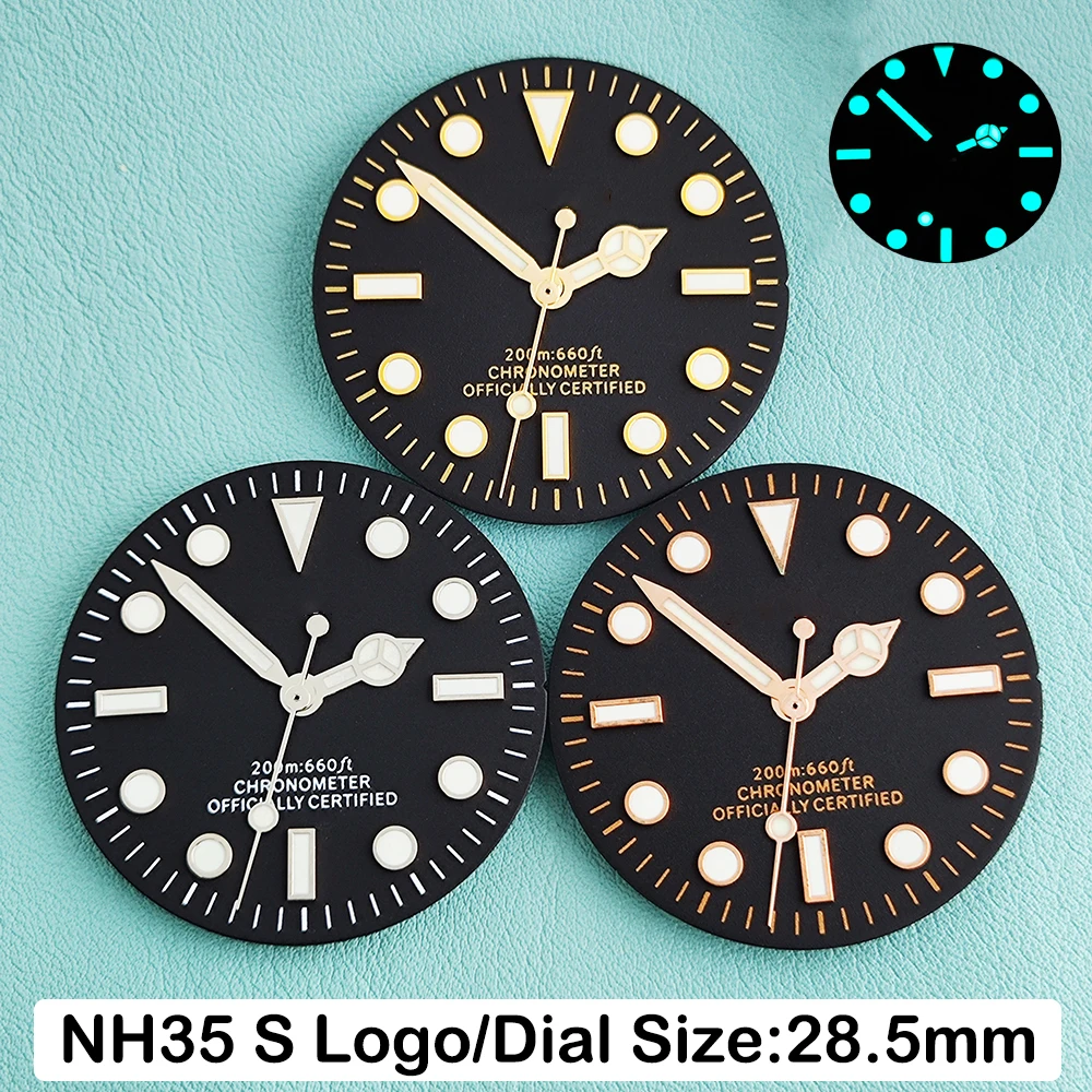 

28.5mm dial with hand blue luminous fit NH35 NH36 dial automatic movement watch repair