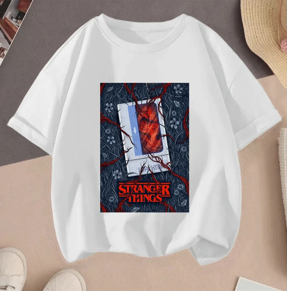 

2026 Student Trend Style 2D Stranger Things Cartoon Short Sleeve Hot Sale Casual Summer Tops