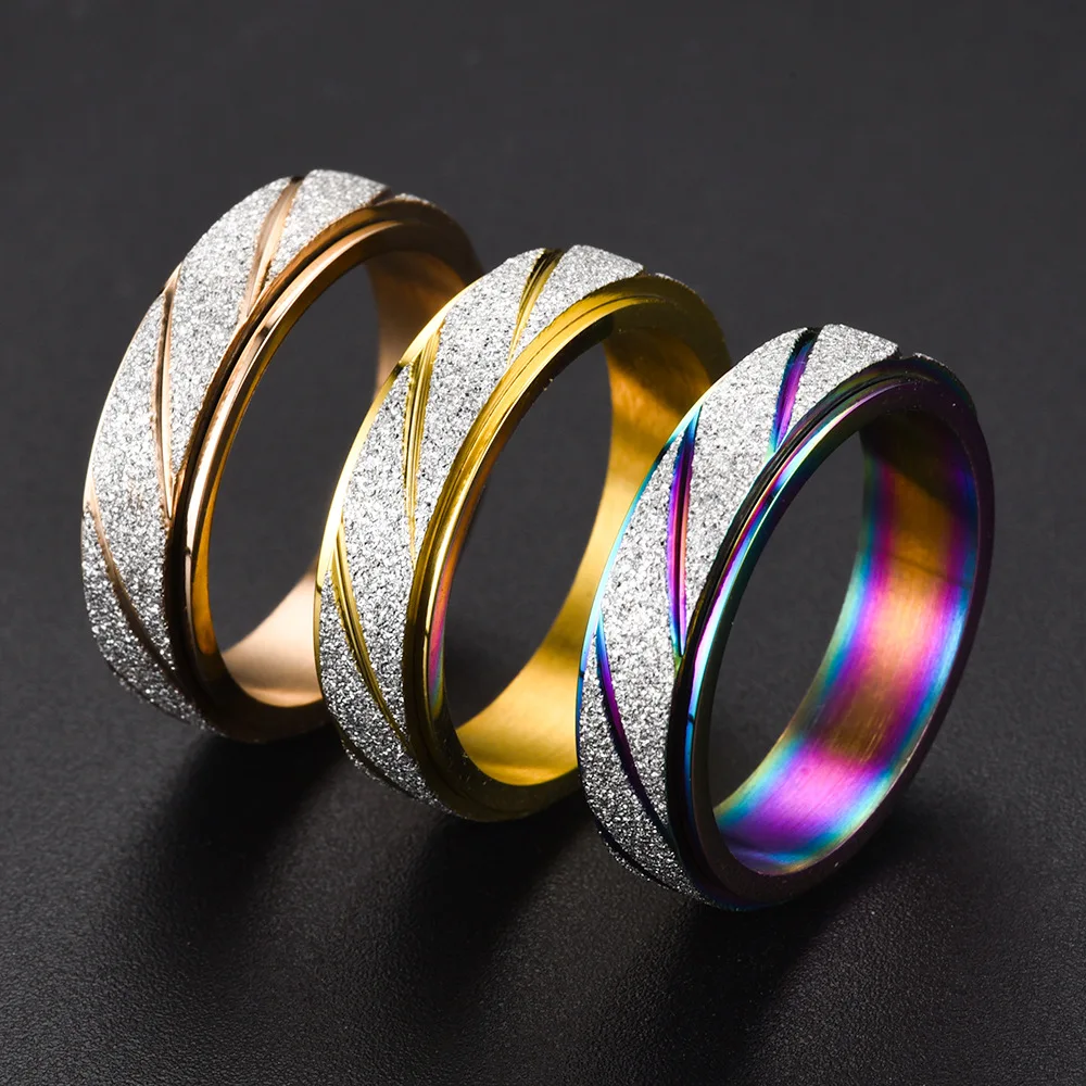 Hot  Multicolor Stainless Steel Decompression rotatable Ring For Women Men Jewelry Anti Stress Accessory Wholesale Size 6-11