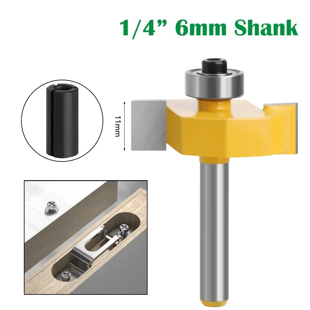 6mm 1/4 Shank T Slot Router Bit Bit with Bearing Wood Slotting Milling Cutter T Type Rabbeting Woodwork Tools for Wood