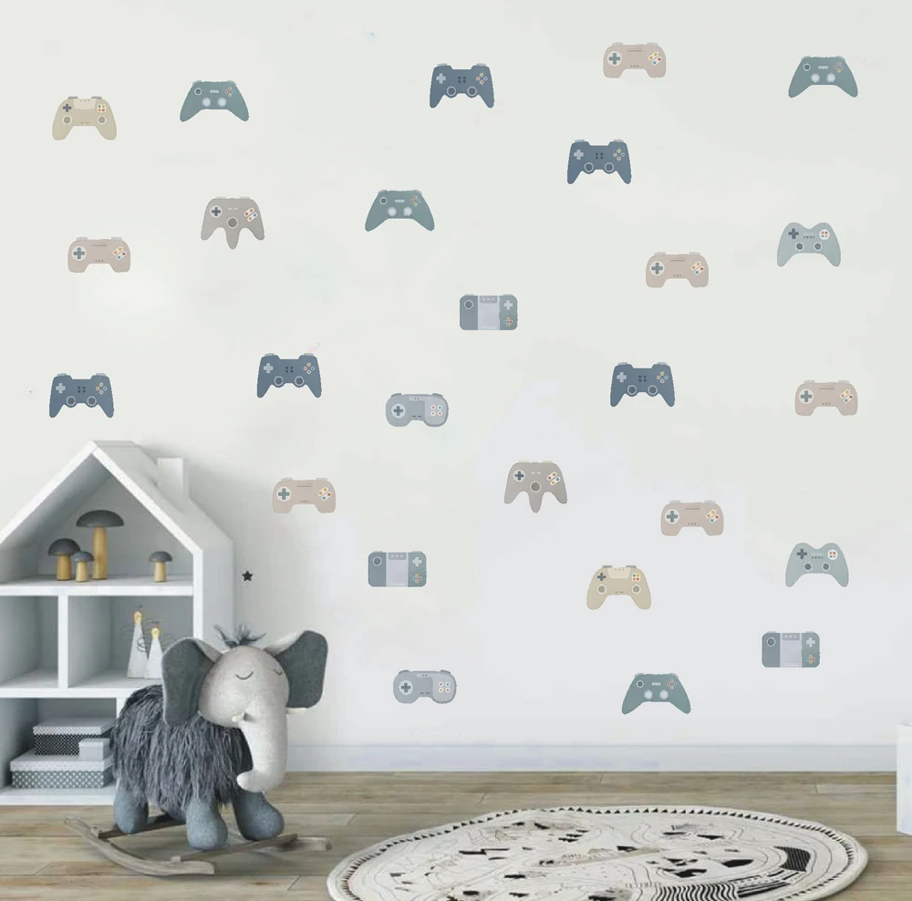 Cartoon Video Game Gamepad Joystick Wall Sticker Boy Playroom Kids Room Gaming Zone Wall Decal Bedroom Home Decor