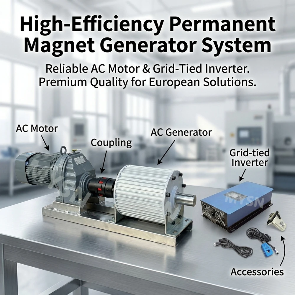 Low Noise 10KW 20KW 30KW Permanent Magnet Generator 220V 380V Free Energy Dynamo AC Magnetic Alternators with Grid Tie Inverter