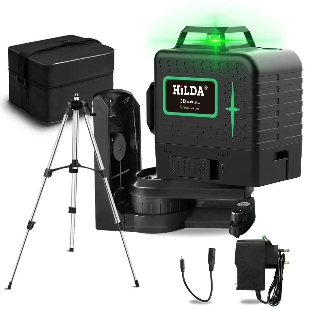 

12 Lines 3D Green Laser Level Horizontal And Vertical Cross Lines Indoors and Outdoors Mini Laser Level