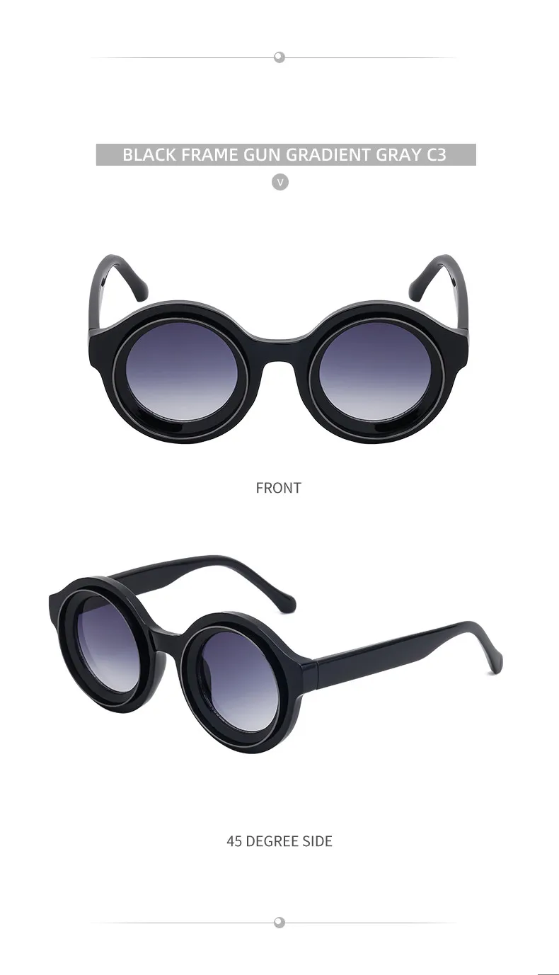 Punk runde Sonnenbrille Männer Luxusmarke Design Steampunk Sonnenbrille für männliche Sommer neue Mode kleine Rahmen Sonnenbrillen Brillen – Detail 14