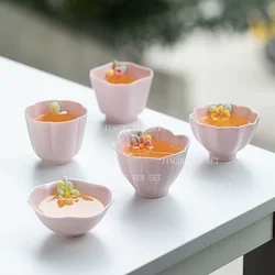Mutton Fat Jade White Porcelain Teacup Handmade Flower Master Cup Exquisite Ceramic Tea Cup Custom Portable Tea Accessories